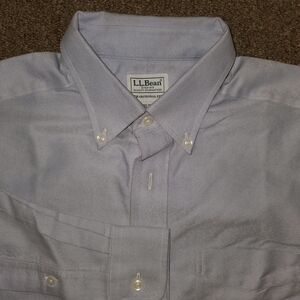 L.L. Bean Shirt Mens 15.5-32 Large Blue Traditional Fit Button Down Long Sleeve